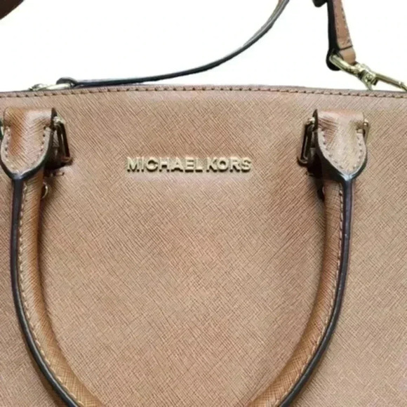 Michael Kors Selma Medium Saffiano Leather Crossbody Bag Cognac Brown Women's - Picture 6 of 15